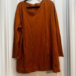 J Jill Burnt Orange Tunic XL Tall 3/4Sleeve Scoop Neck Armpit To Armpit 26”